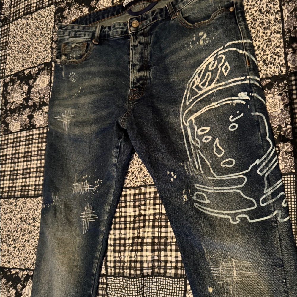 BBC jeans 36x38 navy blue with print of bbc logo